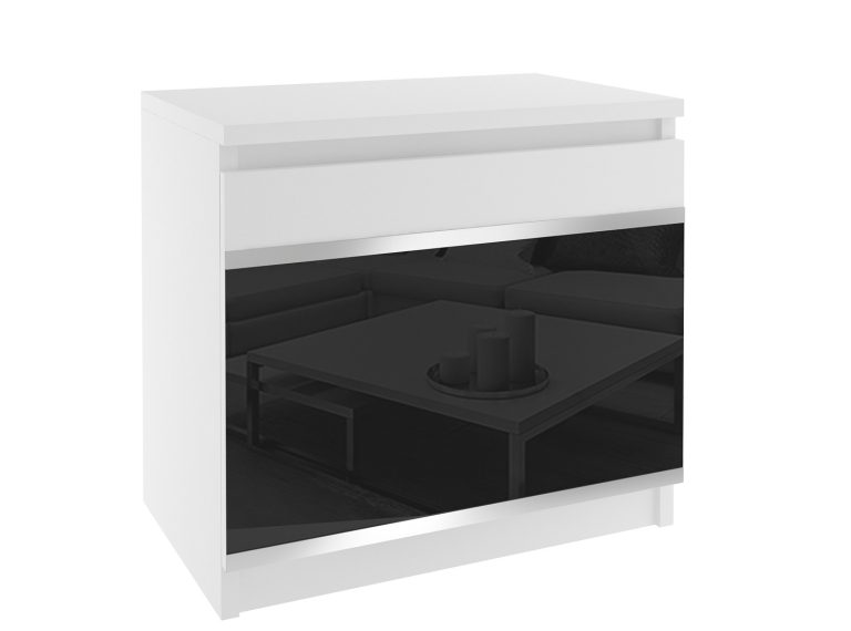Éjjeliszekrény Belini fehér / fekete BH SN1/1/W/W/4B/0
