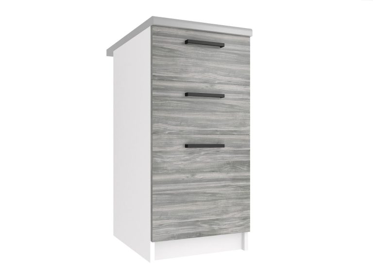Konyhaszekrény Belini alsó fiókokkal 40 cm szürke Antracit Glamour Wood munkalappal TOR SDSZ40/0/WT/GW/0/B1
