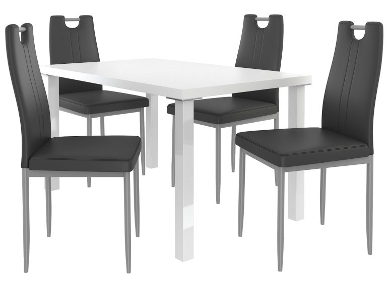 Étkezőgarnitúra 1 + 4 Belini fehér / fekete ROB/0/ZES/W/4B