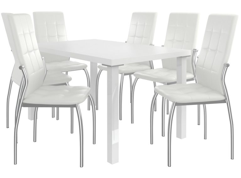 Étkezőgarnitúra 1 + 6 Belini fehér / fehér LOR/0/ZES/W/6W