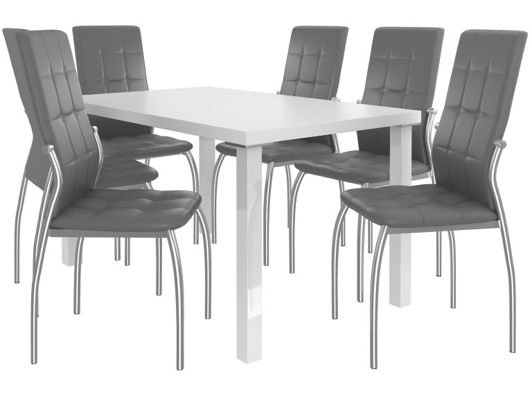 Étkezőgarnitúra 1 + 6 Belini fehér / hamu LOR/0/ZES/W/6G