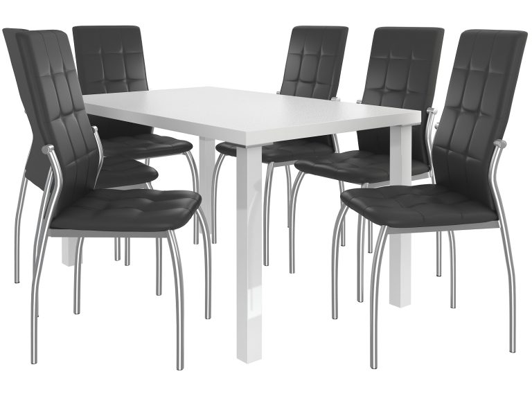 Étkezőgarnitúra 1 + 6 Belini fehér / fekete LOR/0/ZES/W/6B