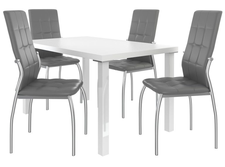 Étkezőgarnitúra 1 + 4 Belini fehér / hamu LOR/0/ZES/W/4G