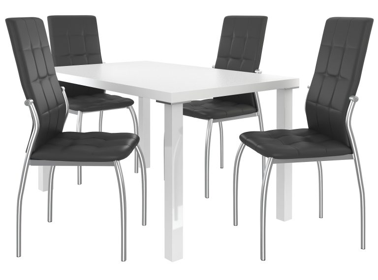 Étkezőgarnitúra 1 + 4 Belini fehér / fekete LOR/0/ZES/W/4B