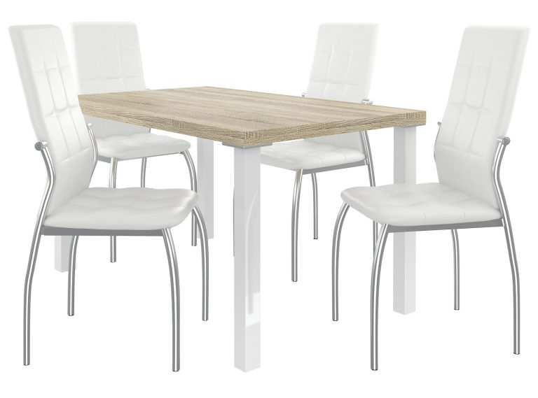 Étkezőgarnitúra 1 + 4 Belini Tölgy sonoma / fehér LOR/0/ZES/DS/4W