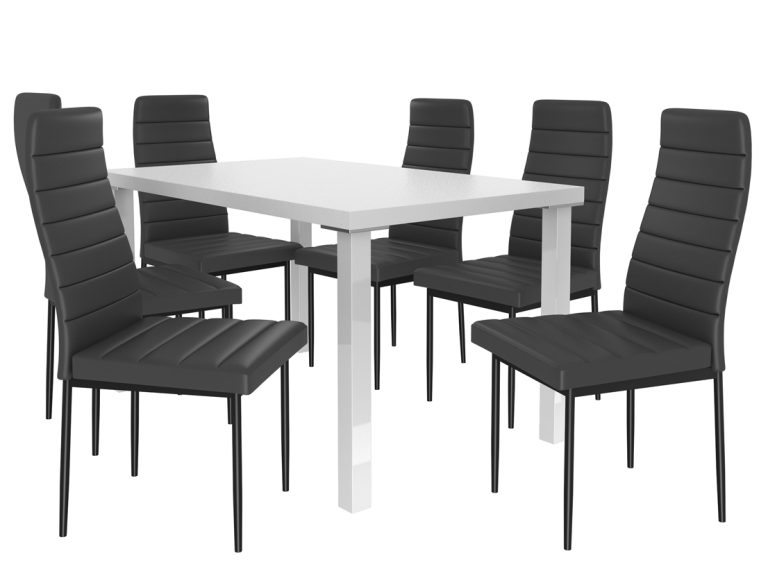 Étkezőgarnitúra 1 + 6 Belini fehér / fekete MOD/0/ZES/W/6B