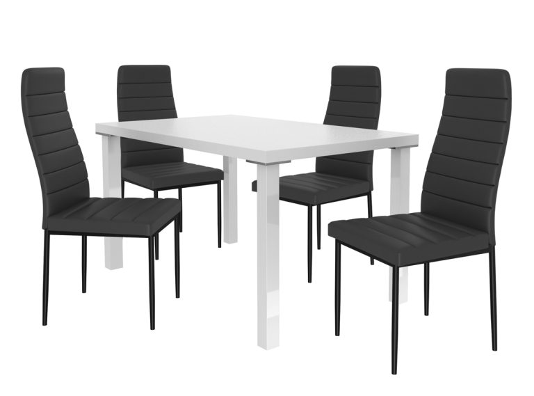 Étkezőgarnitúra 1 + 4  Belini fehér / fekete MOD/0/ZES/W/4B