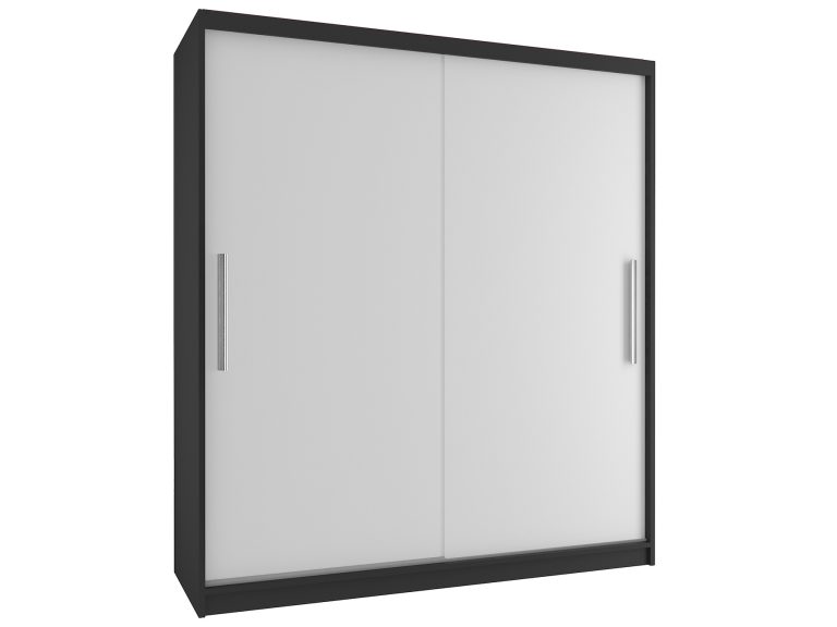 Tolóajtós szekrény 133 cm Belini fekete matt / fehér matt SI SZP2/2/B/W/0/AL