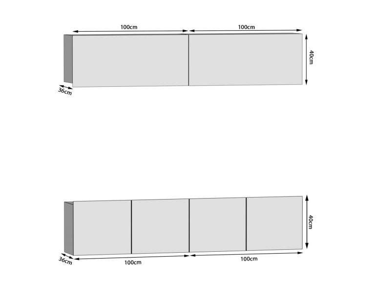 Szekrénysor 200 cm Belini fehér fényű IMP 6/5/W/W/0/0