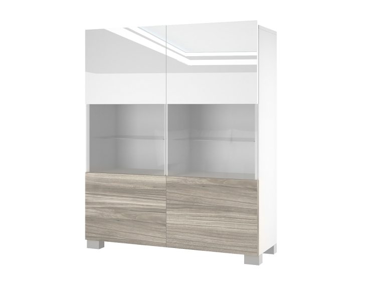Komód Belini fehér fényű / szürke antracit Glamour wood  IMP KOM1/3/W/WGW1/0/0