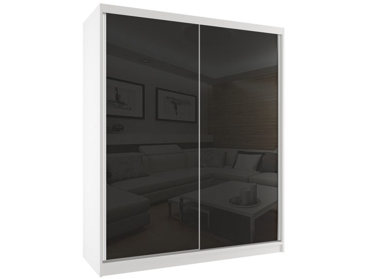 Tolóajtós szekrény 158 cm Belini fekete fényű  / fehér matt BM SZP3/2/W/W/B/HI