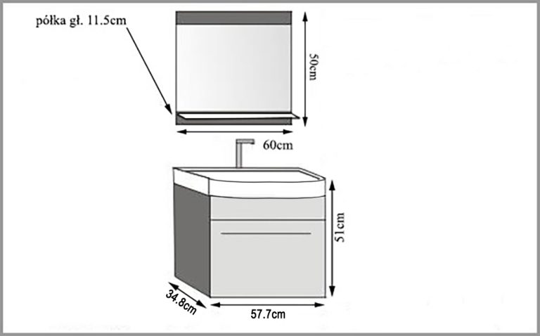 Fürdőszoba bútor Belini fehér fényű / ebénfa + mosogató + tükör ROD PM 1/0/W/WHK/0/ZW
