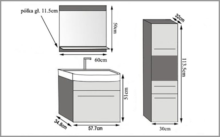 Fürdőszoba bútor Belini fehér matt / ebénfa + mosogató + tükör ROD M 3/0/W/HKW/0/ZW