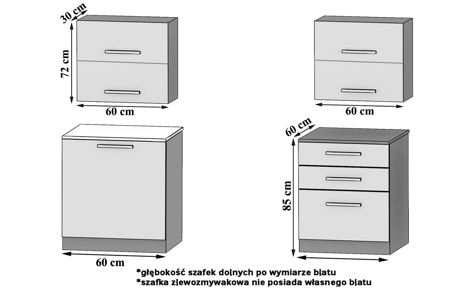 Konyhabútor Belini 120 cm szürke fényű / fehér matt, munkalappal NF ELEGANTA2/2/WT/SWTS/0/B1