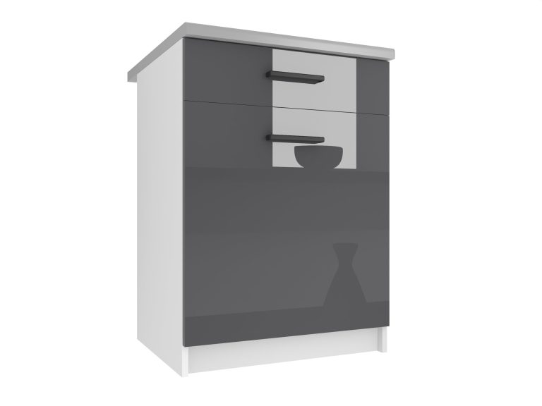 Konyhaszekrény Belini alsó fiókokkal 60 cm szurke fényű munkalap nélkül INF SDSZ1-60/0/WT/S/BB/B1
