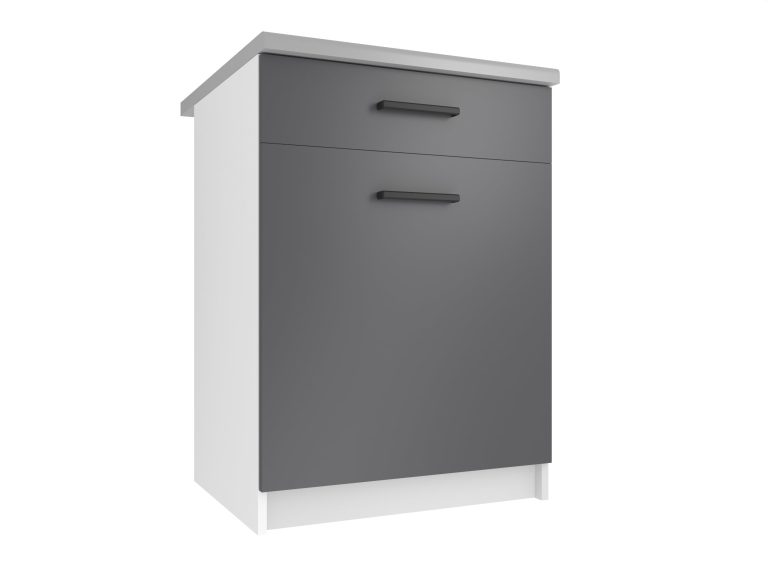 Konyhaszekrény Belini alsó 60 cm szürke munkalap nélkül TOR SDSZ1-60/0/WT/SR/0/B1 