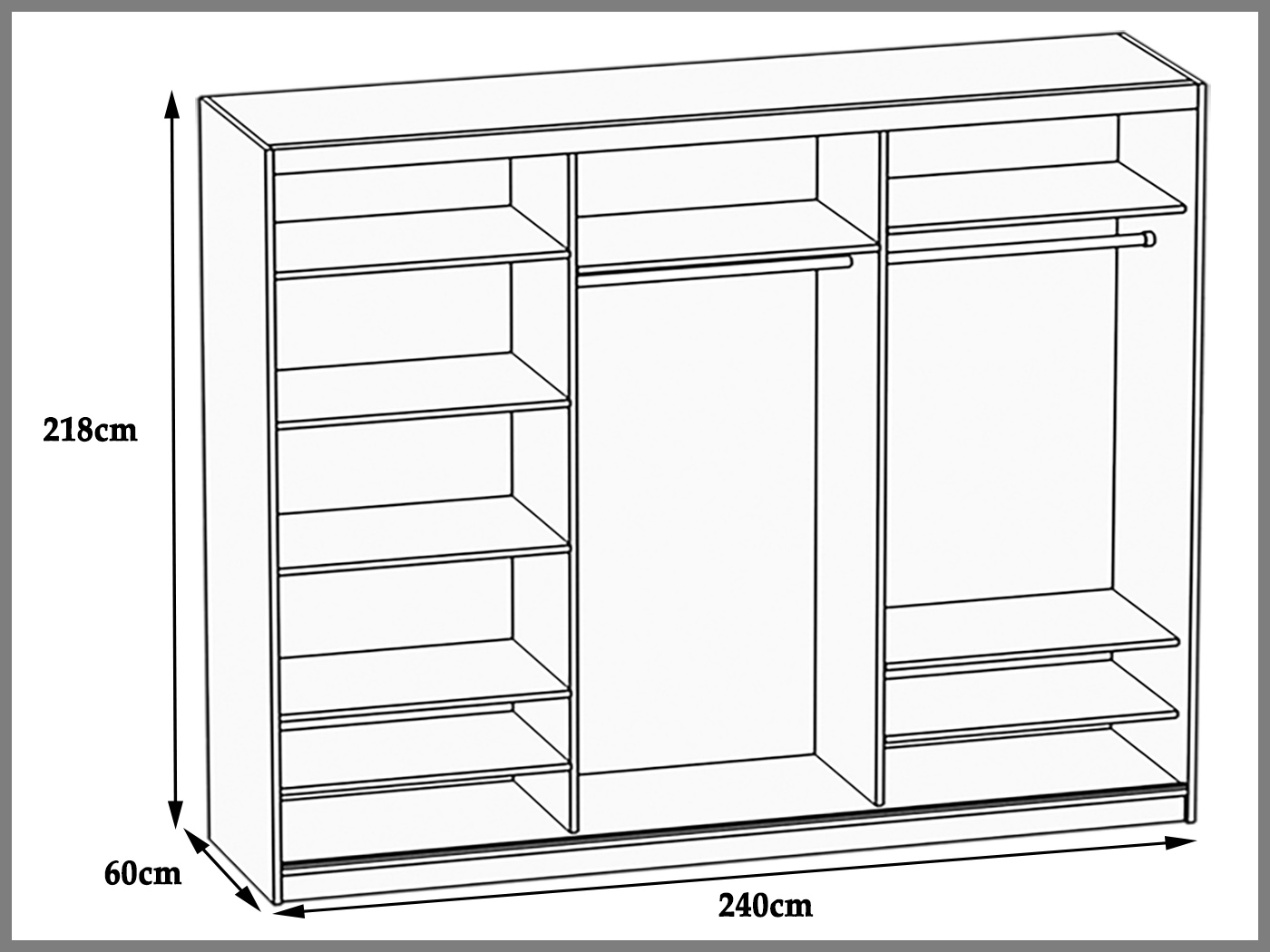 Tolóajtós szekrény 232 cm Belini fekete matt / fehér matt tükörrel MV SZP4/1/1B/2W1L/B/HI