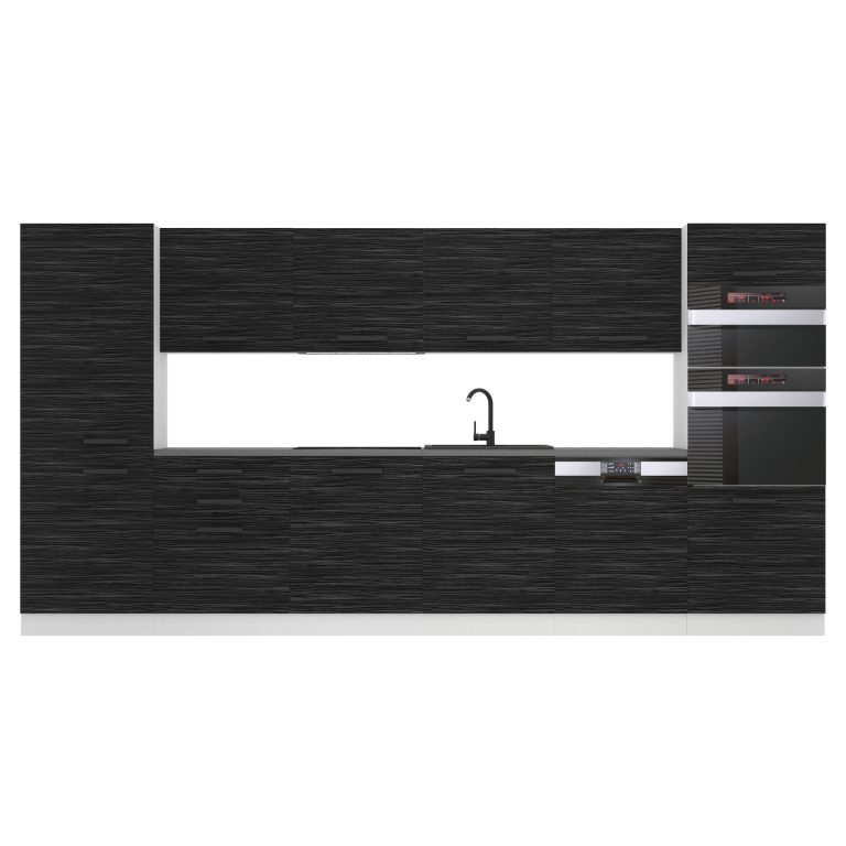 Konyhabútor Premium Full Version 360 cm fekete ébenfa munkalap nélkül TOR NAOMI/0/WT/HK/0/B1