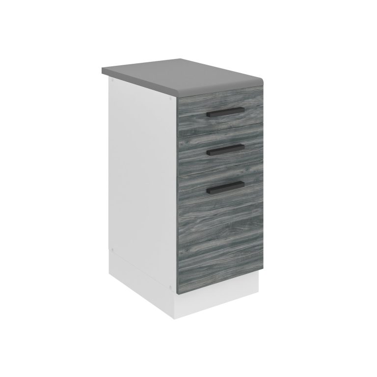 Konyhaszekrény Belini Premium Full Version alsó fiókokkal 40 cm szurke antracit Glamour Wood munkalappal TOR SDSZ40/0/WT/GW/B/B1/PP