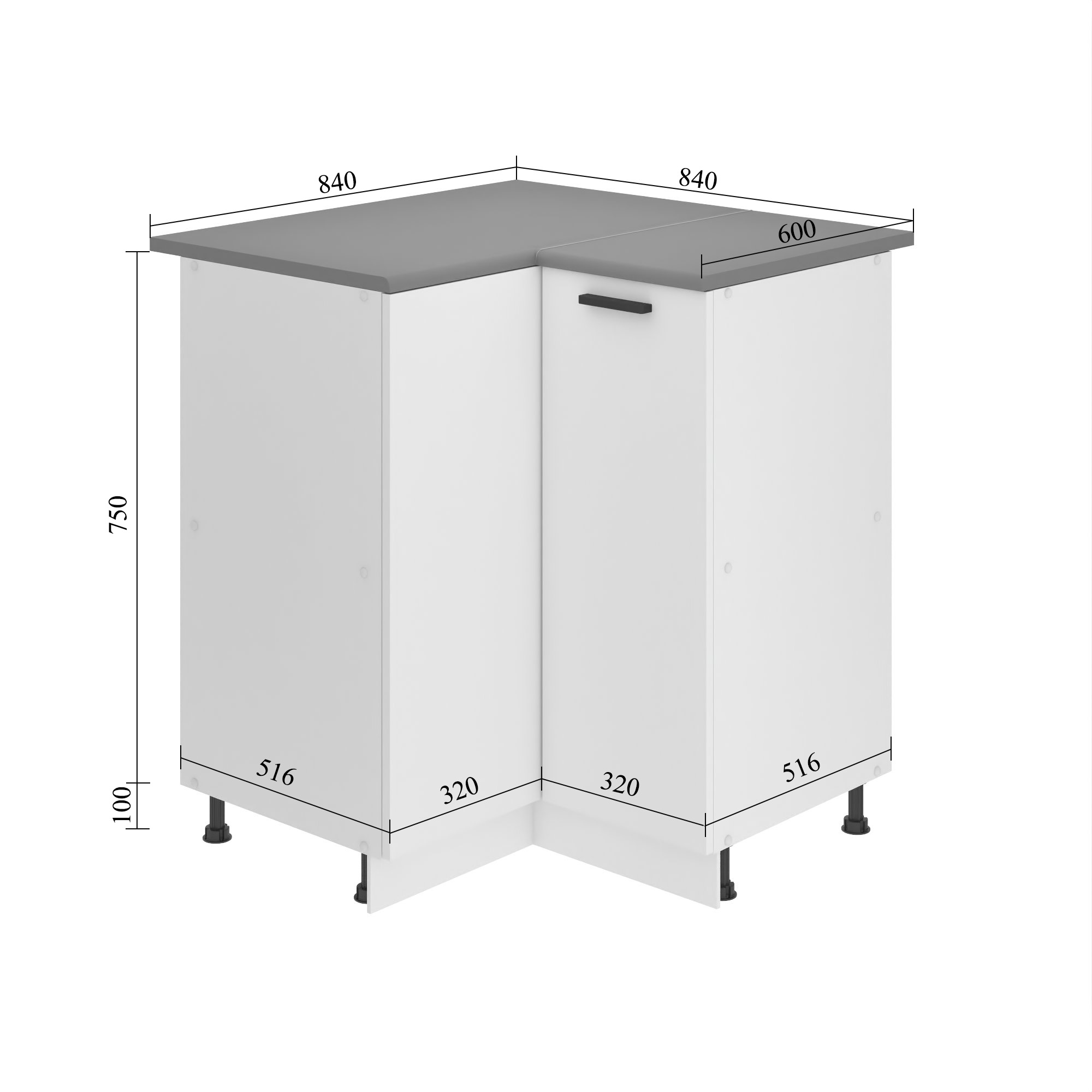 Sarok konyhaszekrény Belini Premium Full Version alsó 90 cm fehér fényú munkalappal INF SNP90/0/WT/W/B/B1/PP
