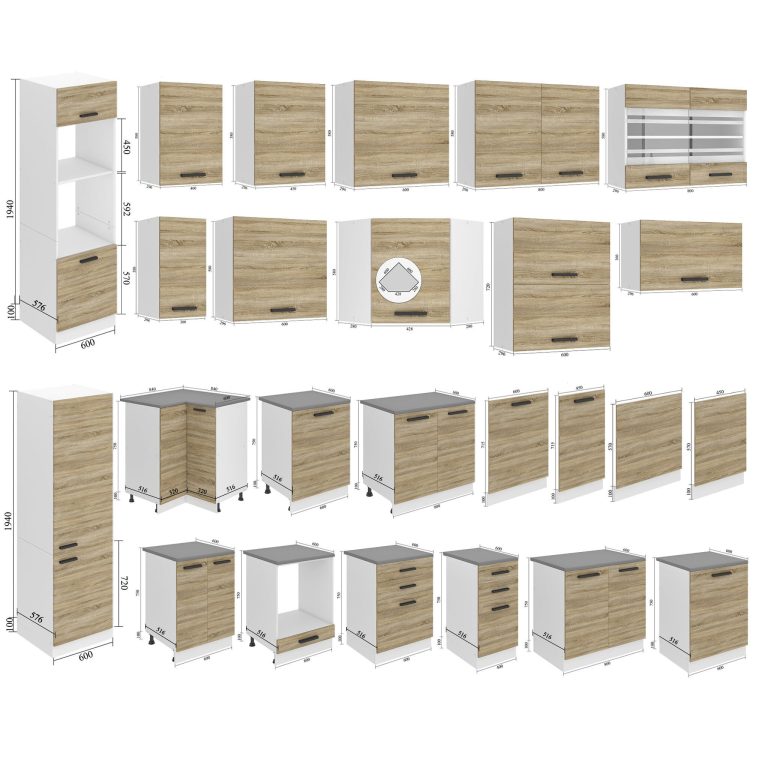 Konyhaszekrény Belini Premium Full Version mosogatóhoz 80 cm tolgy sonoma munkalappal TOR SDZ80/0/WT/DS/B/B1/PP

