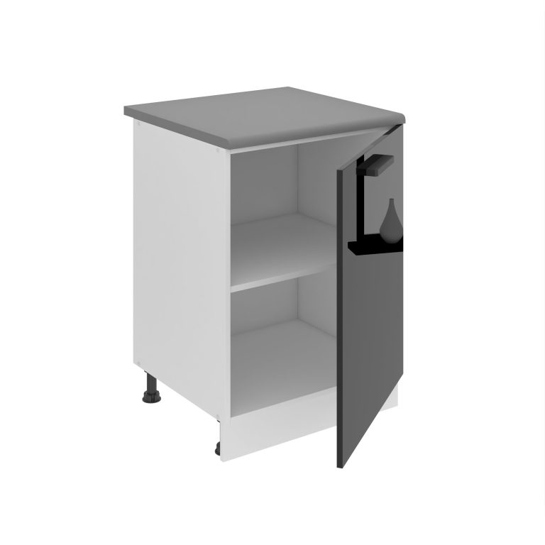 Konyhaszekrény Belini Premium Full Version alsó 60 cm fekete fényű munkalap nélkül INF SD60/0/WT/B/0/B1/PP
