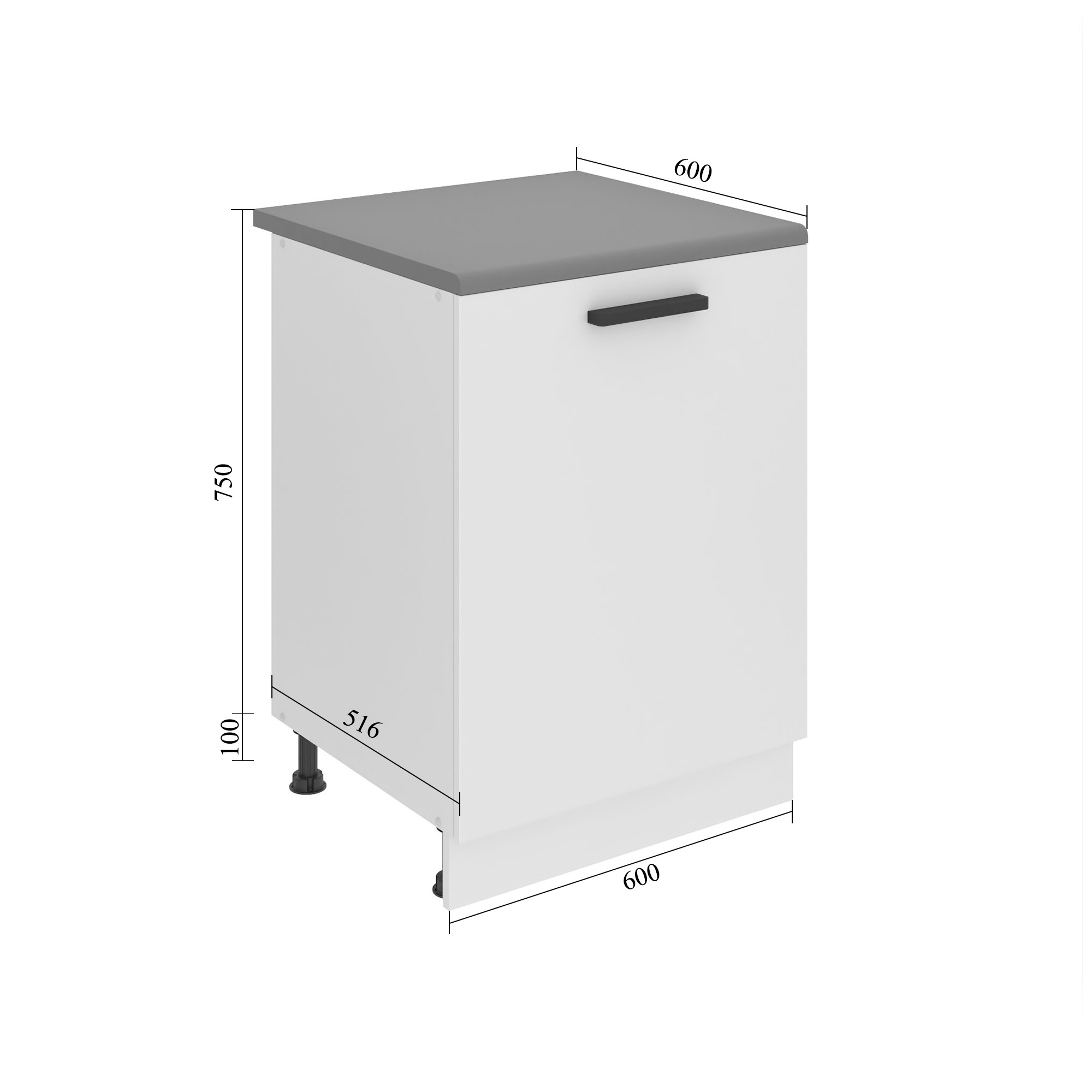 Konyhaszekrény Belini Premium Full Version alsó 60 cm szurke fényű munkalap nélkül INF SD60/0/WT/S/0/B1/PP
