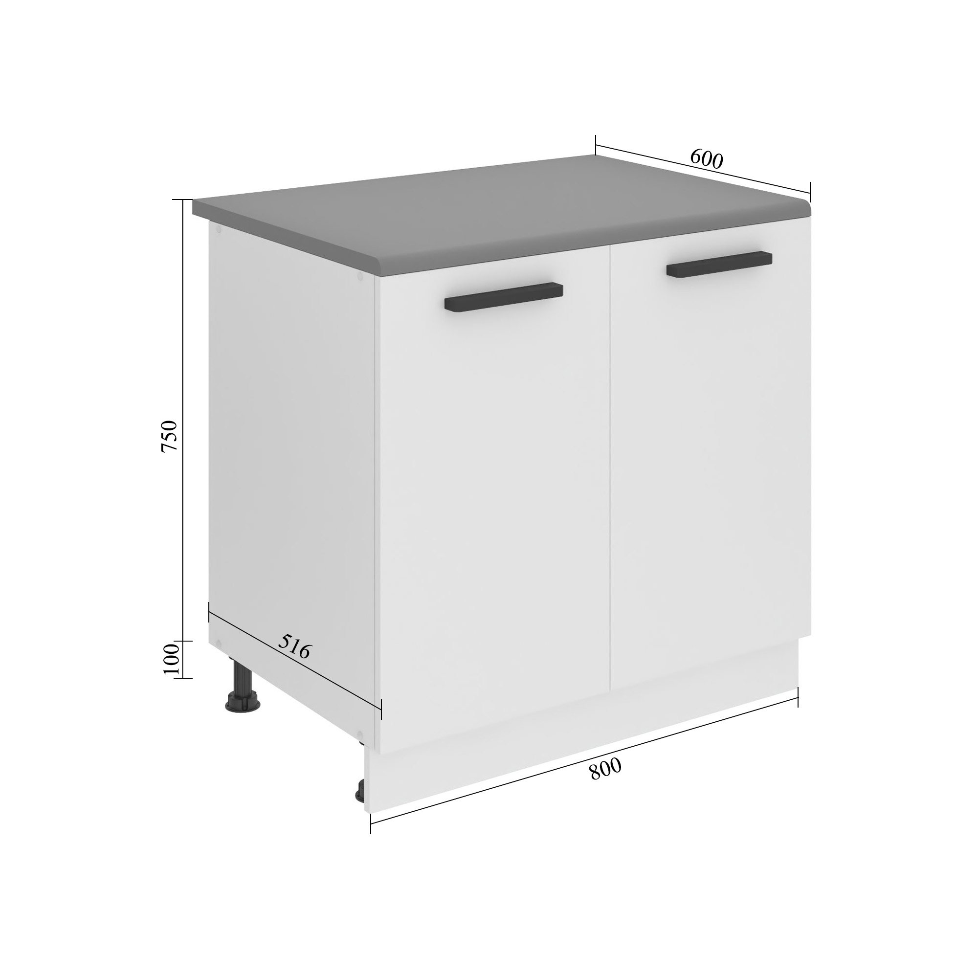 Konyhaszekrény Belini alsó 80 cm szurke matt munkalap nélkül INF SD80/0/WT/W/0/B1/PP
