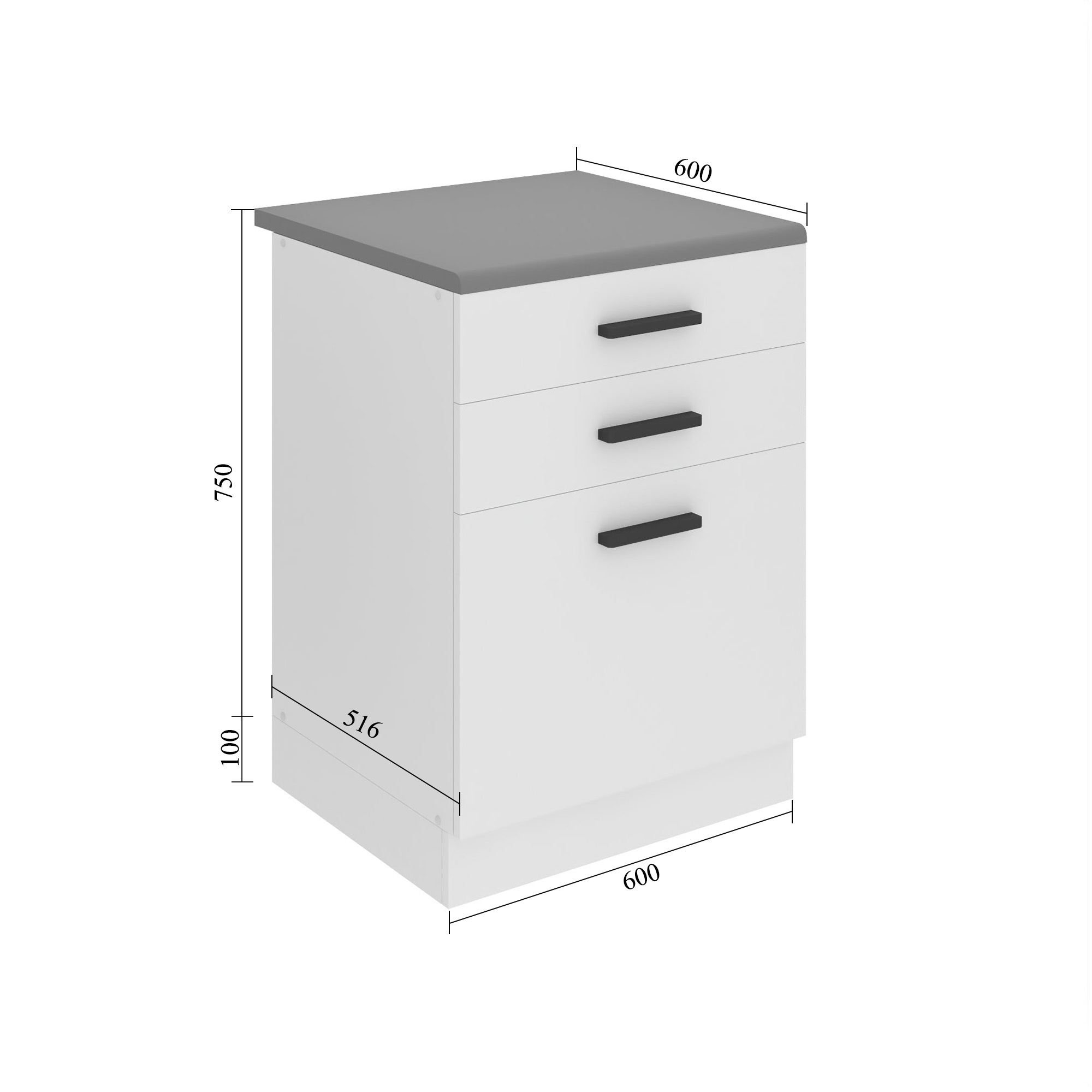 Konyhaszekrény Belini Premium Full Version alsó fiókokkal 60 cm szürke fényű munkalap nélkül INF SDSZ60/0/WT/S/0/B1/PP
