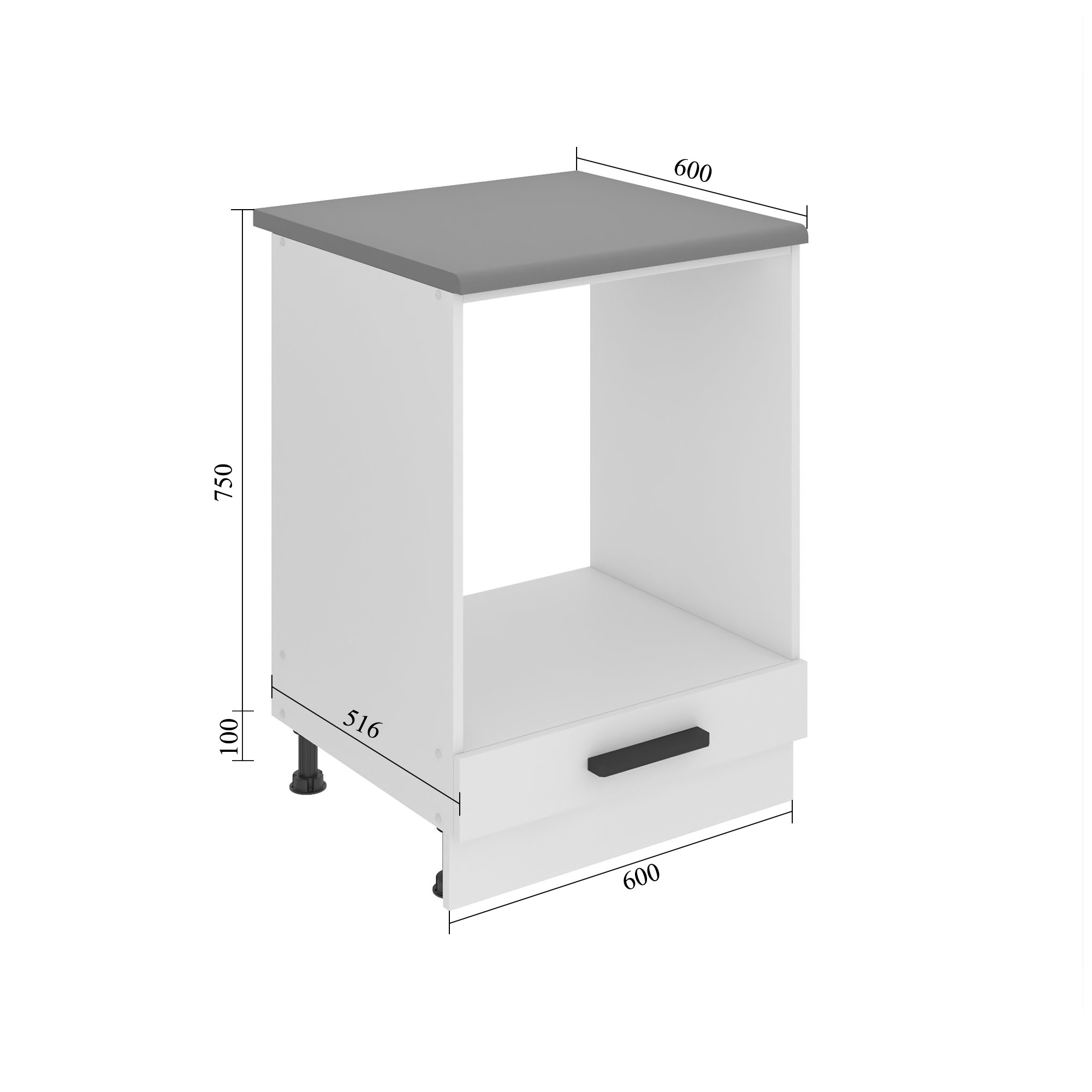 Konyhaszekrény Belini Premium Full Version beépített tűzhelyhez 60 cm fehér matt munkalap nélkül TOR SDP60/0/WT/WT/0/B1/PP

