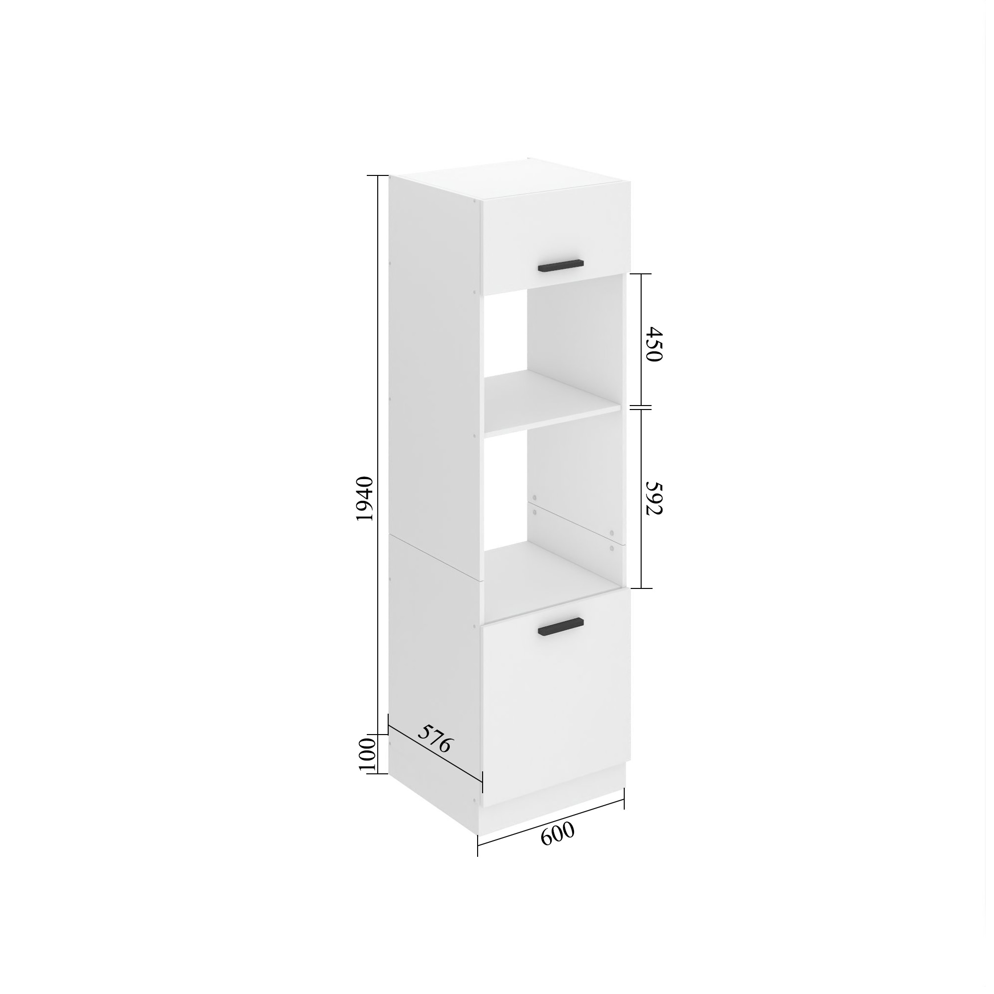 Magas konyhaszekrény Beleni Premium Full Version beépített tűzhelyhez 60 cm szurke antracit Glamour Wood TOR SSP60/0/WT/GW/0/B1/PP