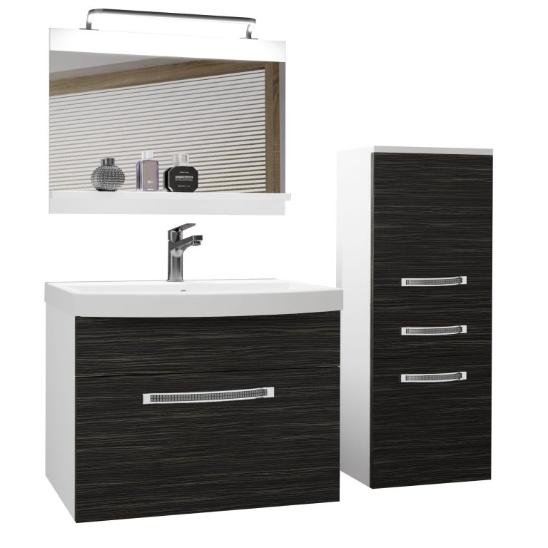 Fürdőszoba bútor Belini Premium Full Version  ebénfa + mosogató + tükör + LED világítás GLA M 2/0/W/HK/0/MB/PP
