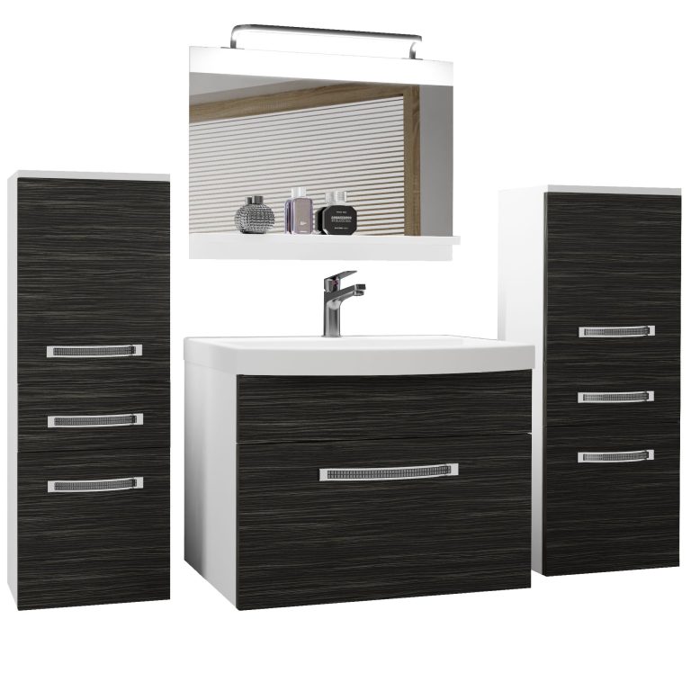 Fürdőszoba bútor Belini Premium Full Version ebénfa + mosogató + tükör + LED világítás GLA M 4/0/W/HK/0/MB/PP
