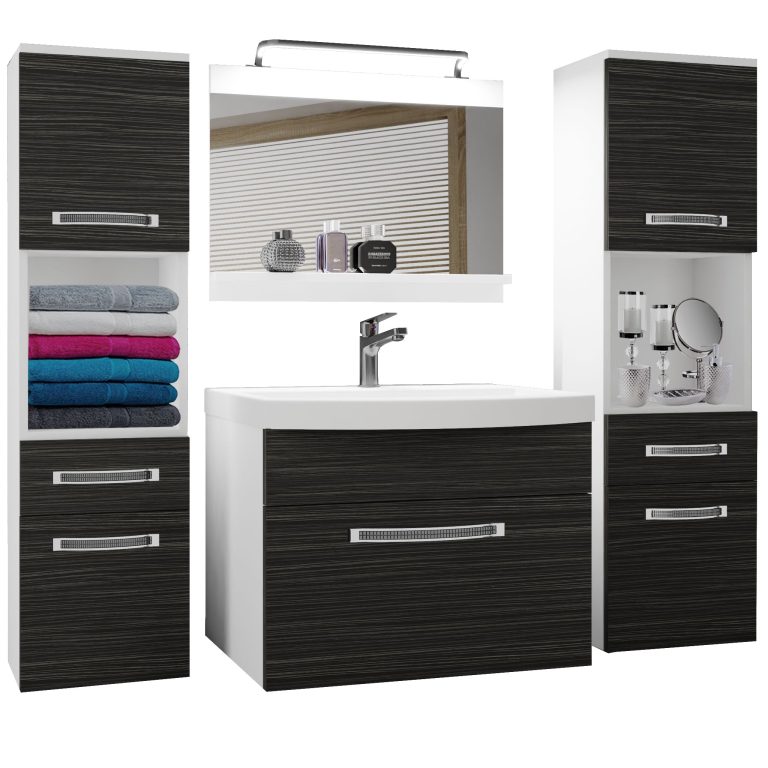 Fürdőszoba bútor Belini Premium Full Version ebénfa + mosogató + tükör + LED világítás GLA M 6/0/W/HK/0/MB/PP
