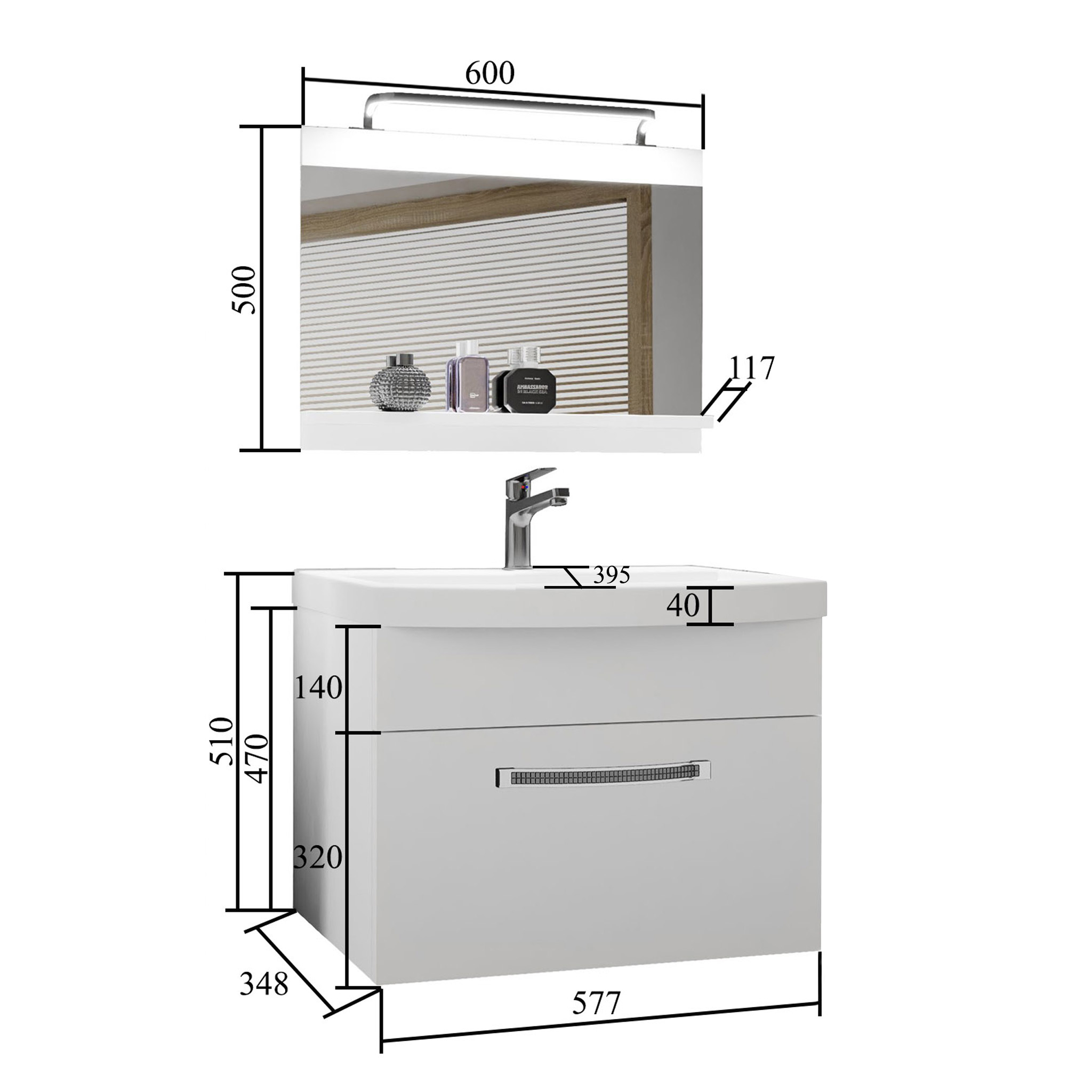 Fürdőszoba bútor Belini Premium Full Version fehér fényű / szürke  fényű + mosogató + tükör + LED világítás GLA P 1/0/W/WS/0/MB/PP
