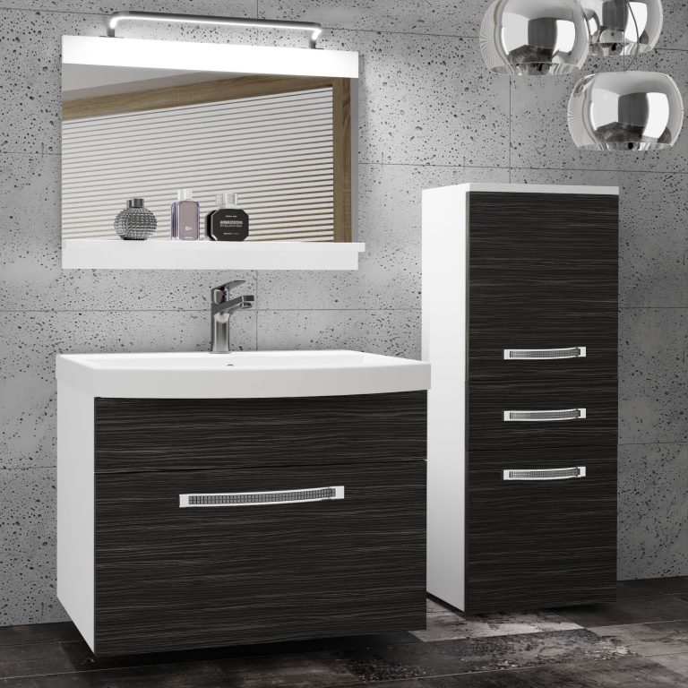 Fürdőszoba bútor Belini Premium Full Version  ebénfa + mosogató + tükör + LED világítás GLA M 2/0/W/HK/0/MB/PP
