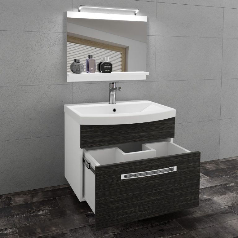 Fürdőszoba bútor Belini Premium Full Version ebénfa + mosogató + tükör + LED világítás GLA M 1/0/W/HK/0/MB/PP