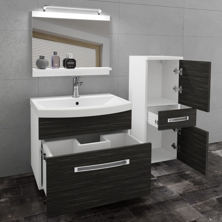 Fürdőszoba bútor Belini Premium Full Version  ebénfa + mosogató + tükör + LED világítás GLA M 2/0/W/HK/0/MB/PP
