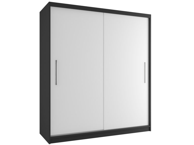 Tolóajtós szekrény 158 cm Belini fekete matt / fehér matt SI SZP3/1/B/W/0/AL