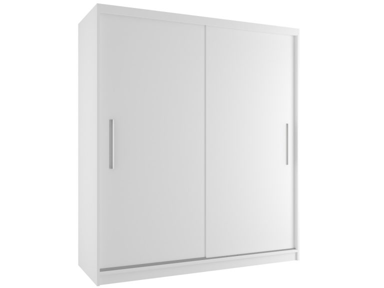 Tolóajtós szekrény 158 cm Belini fehér matt tükörrel és fiókokkal SI SZP3/3/W/W/0/AL