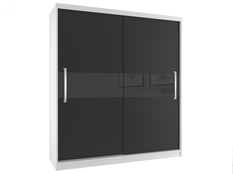 Tolóajtós szekrény 133 cm Belini fehér matt / fekete matt SI SZP2/2/W/B/B/UU