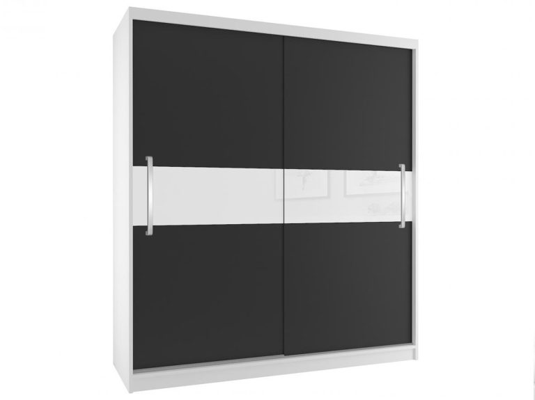 Tolóajtós szekrény 133 cm Belini fehér matt / fekete matt SI SZP2/2/W/B/W/UU