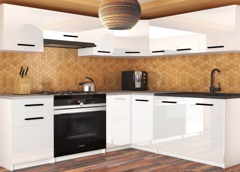 Konyhabútor Belini 360 cm fehér fényű, munkalappal INF LIDIAUNIQA2/5/WT/W/0/B1 