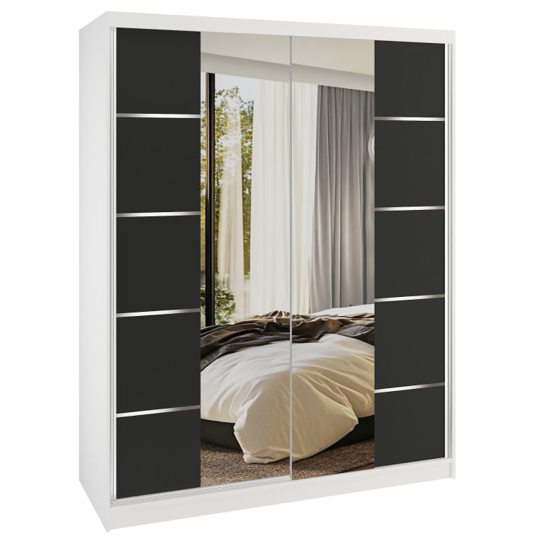 Tolóajtós szekrény SERENITY 133 cm fekete matt  ME SERENITY SZP6/0/W/B/0/HIAL