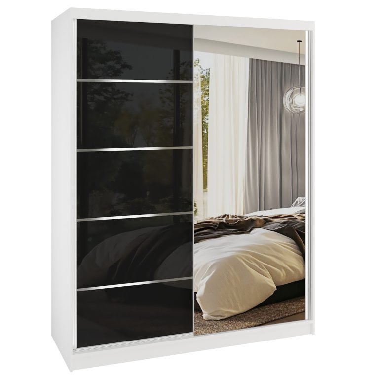  Tolóajtós szekrény SERENITY 133 cm fekete fényű MGB SERENITY SZP6/0/W/B/0/HIAL