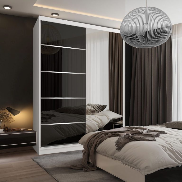  Tolóajtós szekrény SERENITY 133 cm fekete fényű MGB SERENITY SZP6/0/W/B/0/HIAL