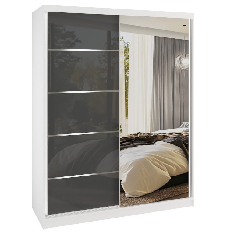 Tolóajtós szekrény SERENITY 133 cm fehér szurke MGB SERENITY SZP6/0/W/S/0/HIAL