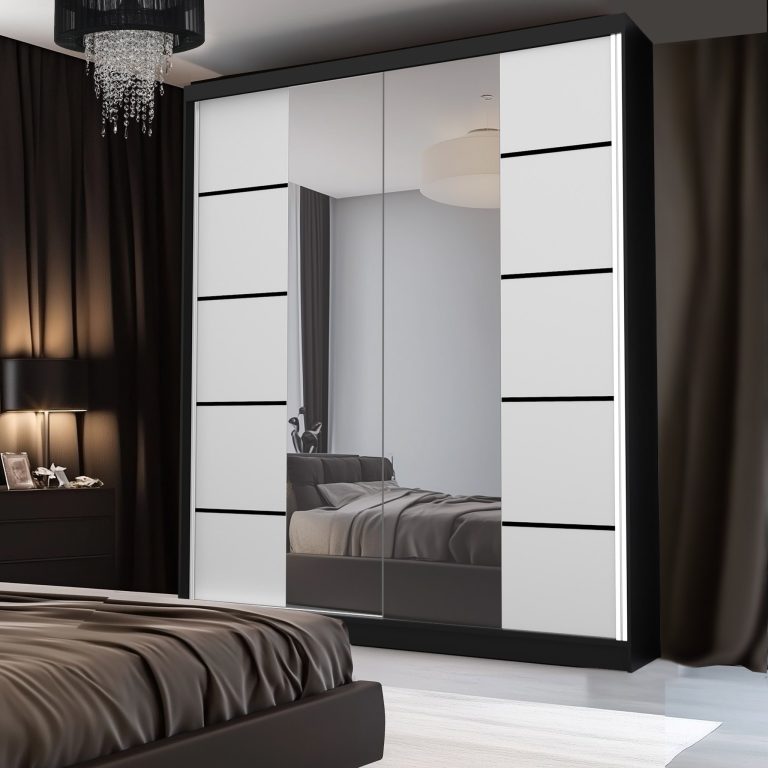 Tolóajtós szekrény SERENITY 158 cm fehér matt ME SERENITY SZP7/0/B/W/0/HIAL