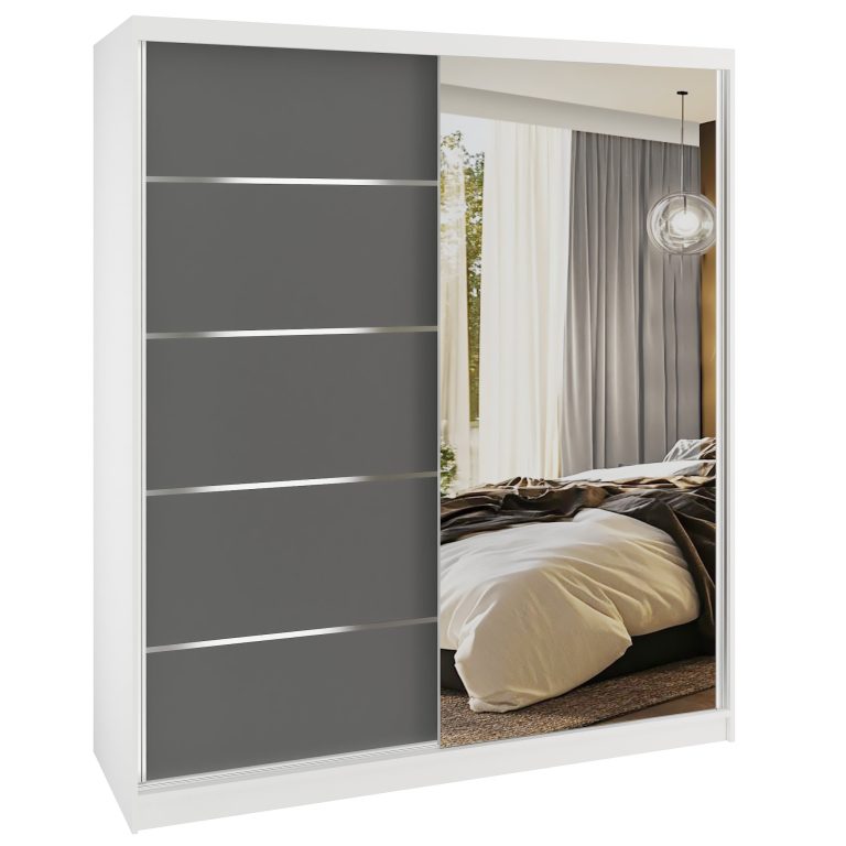 Tolóajtós szekrény SERENITY 158 cm szürke matt MBP SERENITY SZP7/0/W/SR/0/HIAL