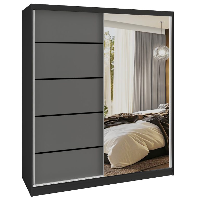 Tolóajtós szekrény SERENITY 158 cm szürke matt MBP SERENITY SZP7/0/B/SR/0/HIAL